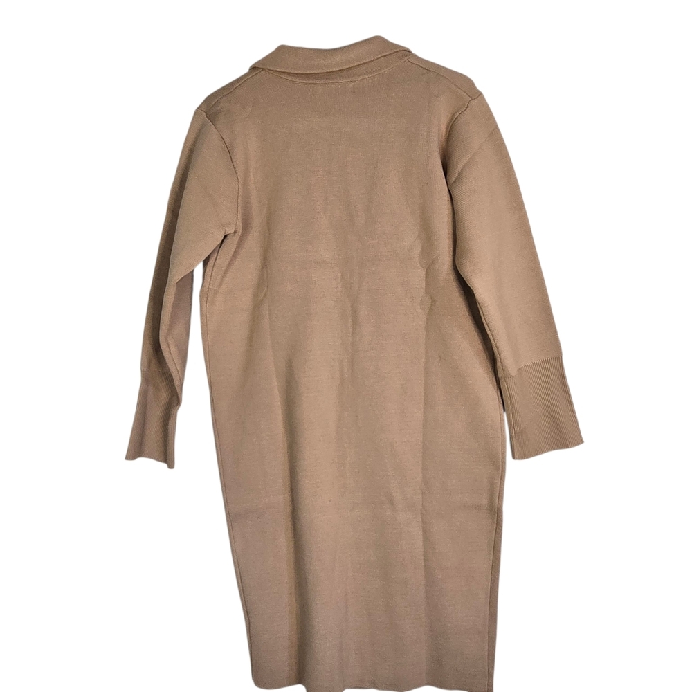 ANRABESS Women Size S, Camel Color Long Open Front Cardigan With Front Lapel NWT - Picture 8 of 11